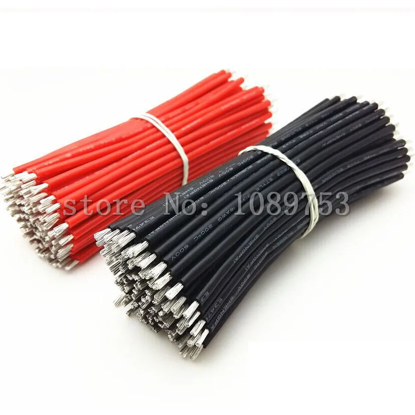 Силиконовый резиновый провод 22AWG 24AWG 26AWG длиной 10 см 25 шт. красный + черный для