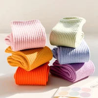 unisex autumn winter candy solid color woman socks cotton thicken japanese korean style pink socks women 121303