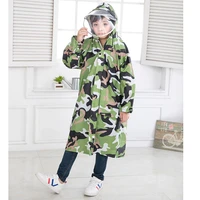 kids rain poncho hooded nylon camouflage transparent raincoats with double hats impermiable plastic trench coat for children