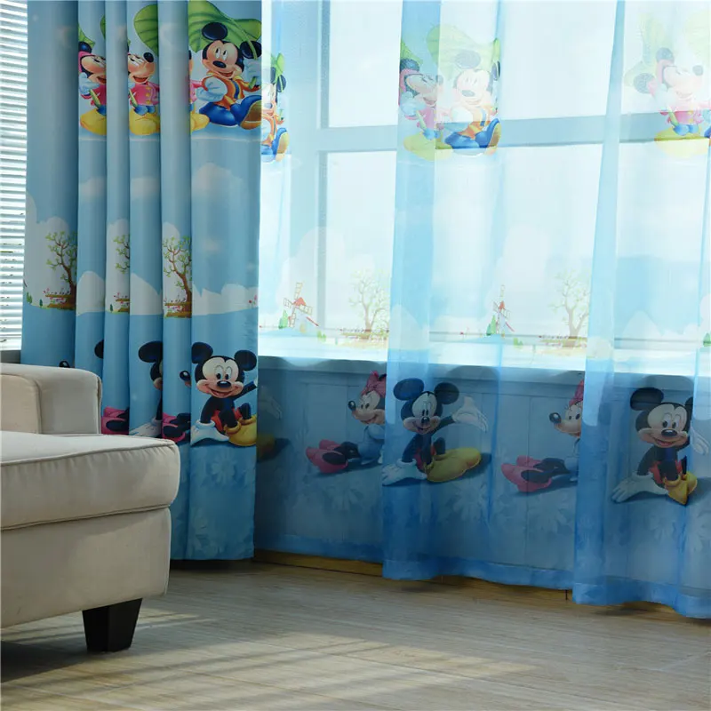 Гостиная детская спальня мультфильм Микки Маус Тюлевая занавеска с рисунком