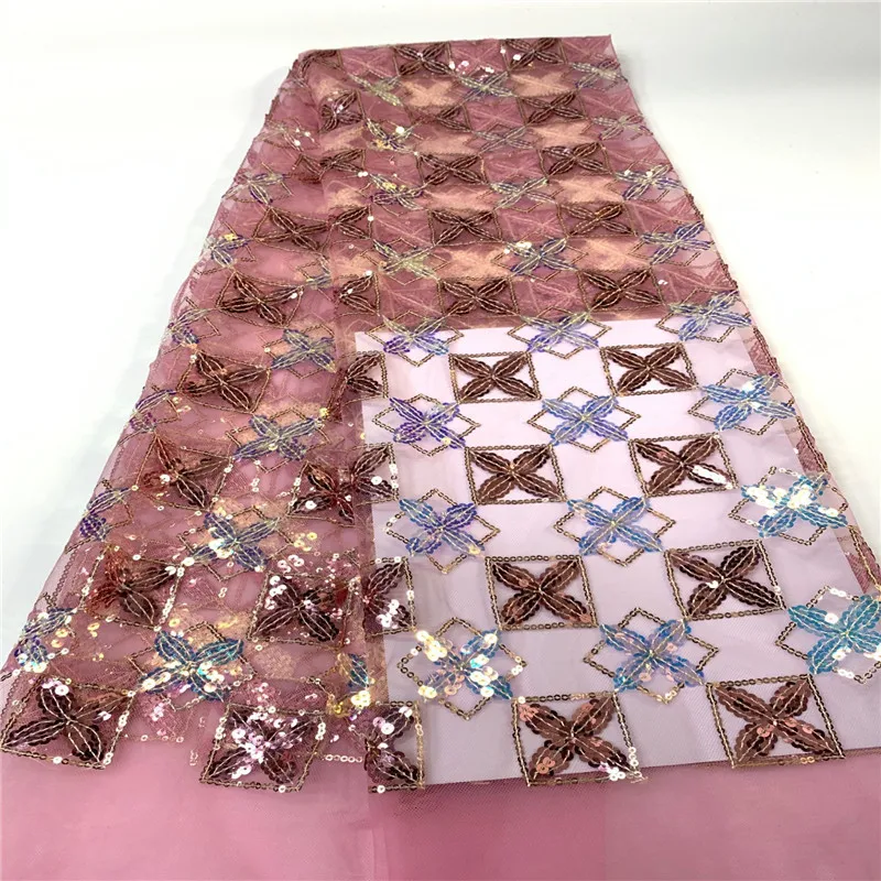 

2020 Sequins Style African Net Lace Elastic Fabrics grey High Quality Sequined Embroidered Mesh Lace Material Wedding Fabrics