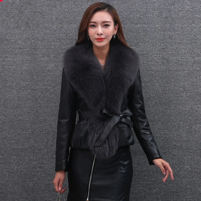 

KMETRAM Real Leather Jacket Winter Coat Women Genuine Sheepskin Coat Female Fox Fur Collar Warm Down Jacket Chaqueta Mujer MY