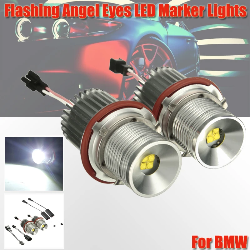 

1Pair 40W Car Flashing Angel Eyes LED Marker High Power Light Lamp H8 Bulb 63126904048 For BMW E39 E60 E61 E65 E66 E83 E87