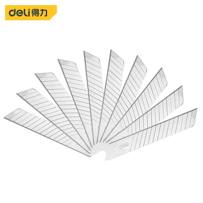 

Deli 10Pcs/Pack 18MM Utility Knife Blades Low Carbon Alloy Steel SK5 Paper Office Stationery Art Blades Paper Cutting Couteau