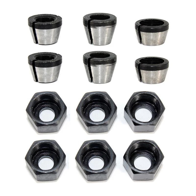 

6Pcs Router Collet Chuck High Precision Chucks Clamping Adapter with Nut for Woodworking Engraving Trimming Machine Tool