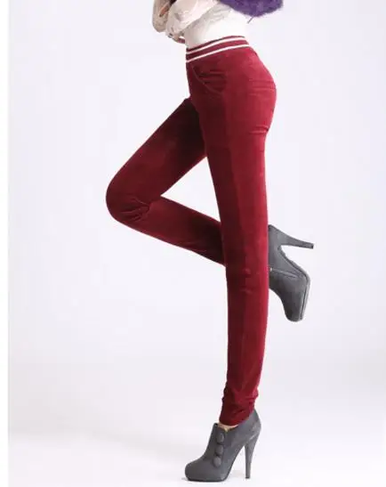 Офисный Плюс Размер высокий эластичный пояс вельветовые винтажные полосатые