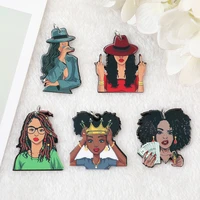 10pcs black women queen charms braids dreads hairstyle color classy diva lady acrylic jewlery findings for earring necklace diy