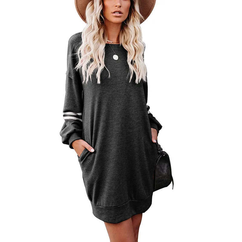 

Lady Winter Sexy Short Dress Female Long Sleeve O-Neck Casual Loose Costume Women Lantern Sleeve Mini Dress 2020 Autumn Clothes