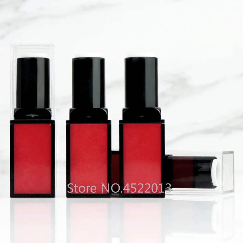 

50pcs/lot Plastic Red Classic Square Cosmetic Lipstick Tube, 12.1mm Empty Lip Balm Package, Lip Rouge Package, Lip Beauty Tool