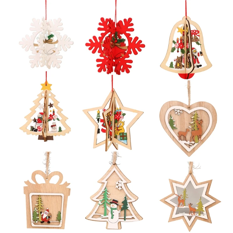 

New style Christmas Wooden Pendant Window Scene Decoration Supplies Christmas Gifts