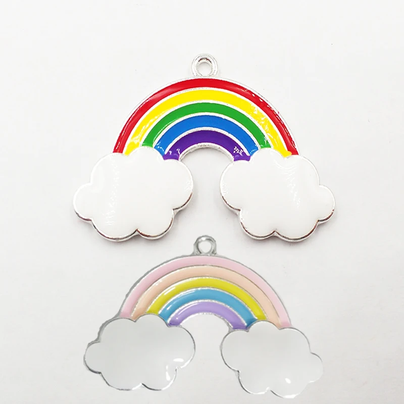 10 шт./лот цепочка с радужной подвеской из эмали для изготовления ожерелья 45 мм * 27 |