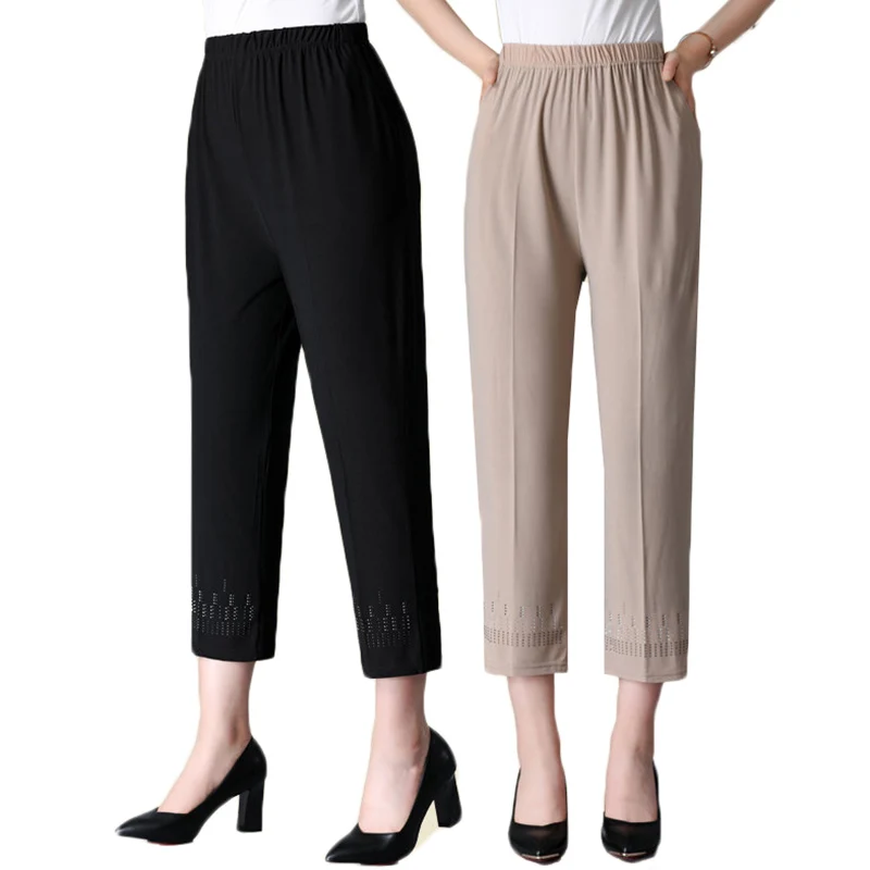 Летние тонкие укороченные брюки новые женские однотонные повседневные
