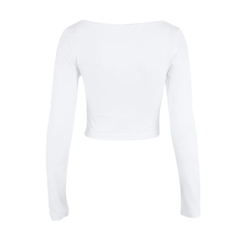 

Zoulv Slim Female T-shirt Sexy Long Sleeve T-shirts For Women 2021 Tee Shirt Femme V Neck Ruched White Summer Crop Top