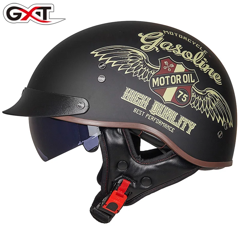 GXT Certified Retro Motorcycle Helmet Vintage Scooter Motorcycle Half Face Cycling Motorcycle Helmet MT-4