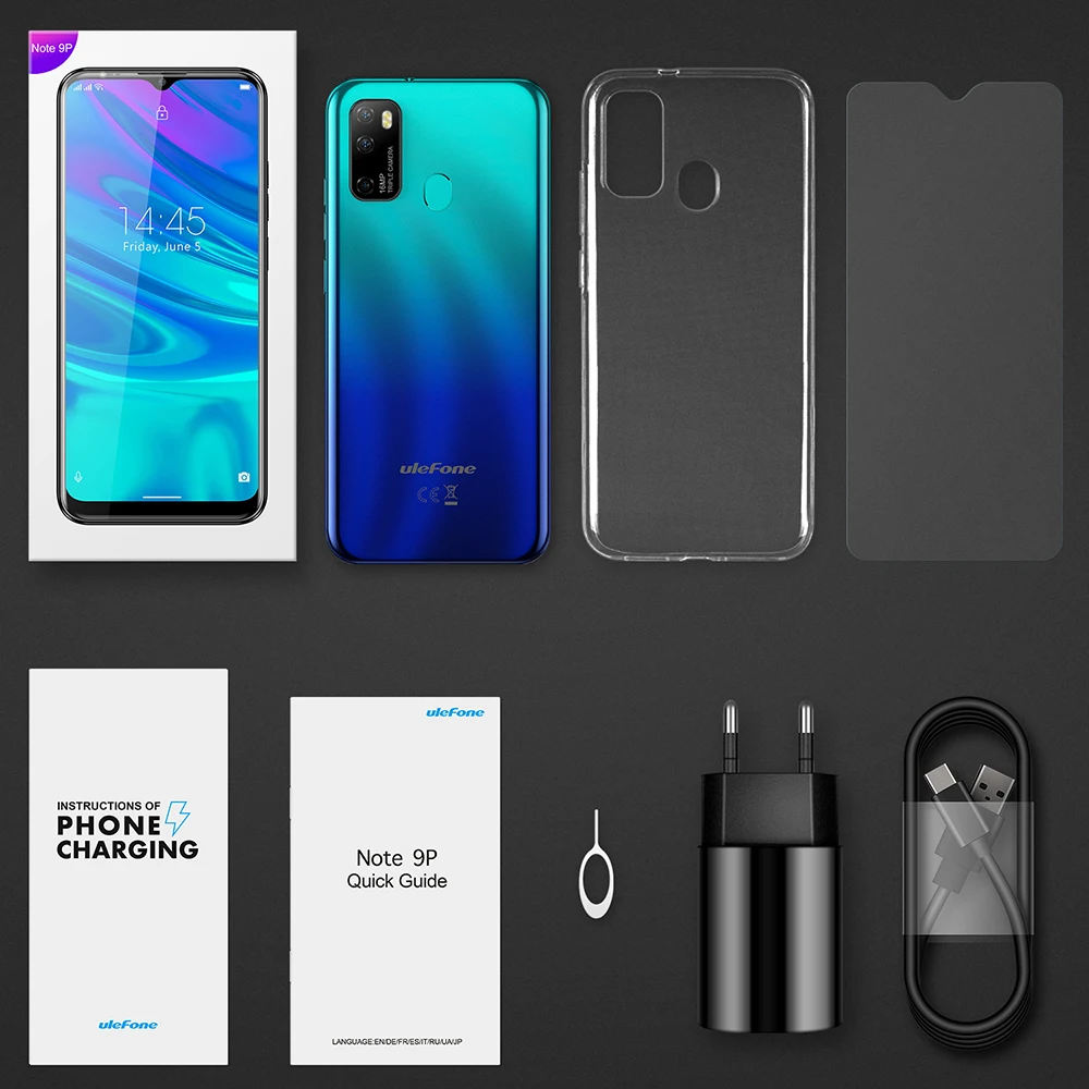 Ulefone Note 9P Smartphone Octa Core 4GB+64GB Android 10 Waterdrop Screen 6.52-inch 16MP Triple Camera OTG Face ID Mobile phone