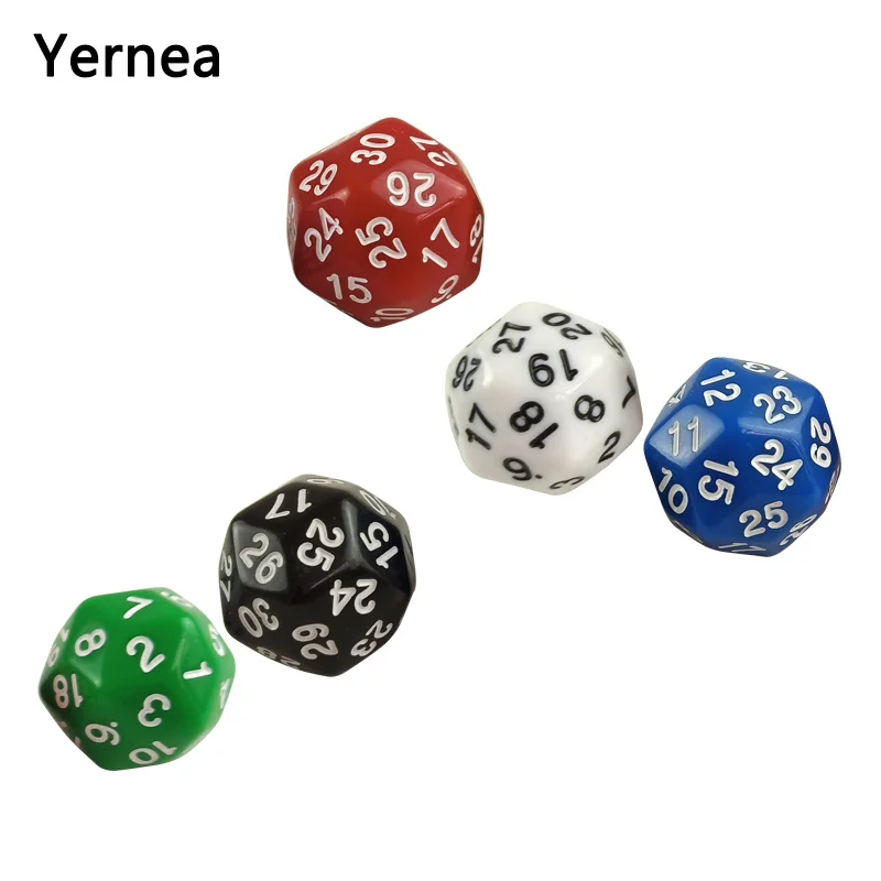 

Multifaceted Dice Set 5Pcs D30 Rounded Corners High-quality Polyhedron Digital Dice Games Dice Boardgame Entertainment