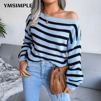 slash neck off shoulder long skleeve loose womens sweater autumn winter 2022 casual ladies streetwear knitted pullover jerseys