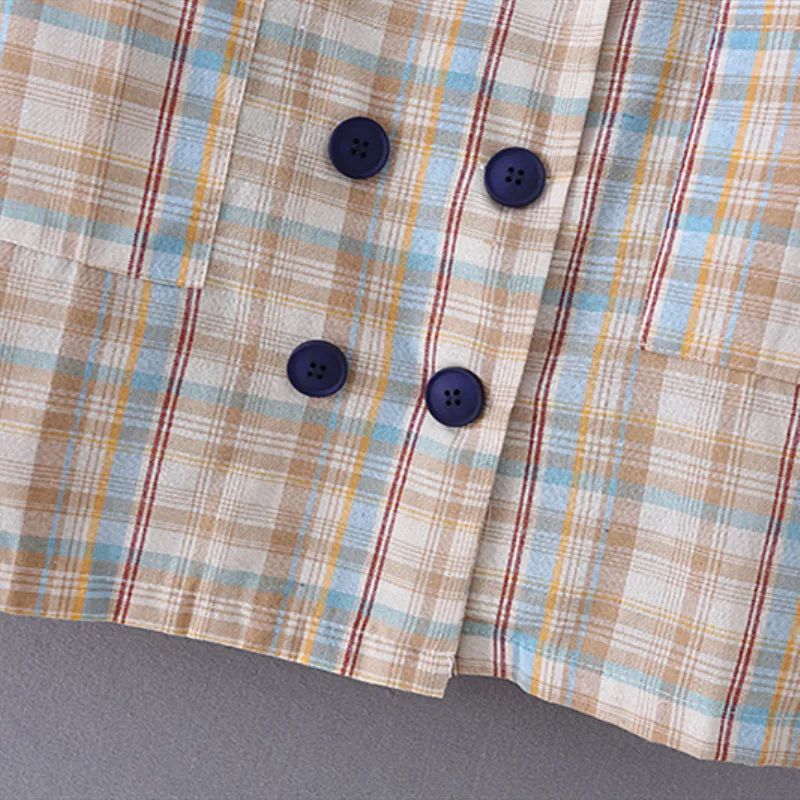 Женский клетчатый Блейзер длинный рукав Хаундстут элегантная клетчатая куртка