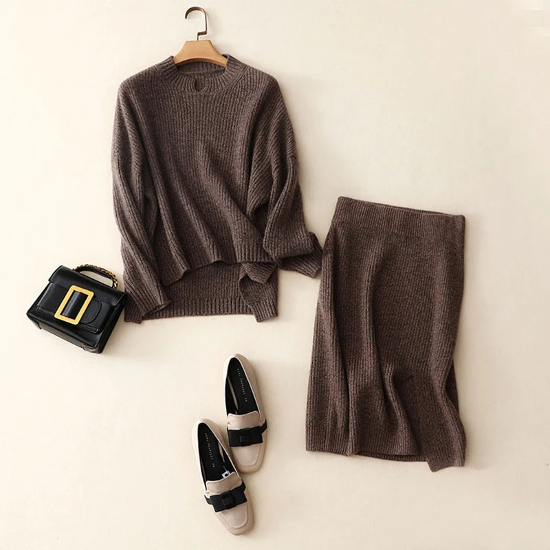 Masigoch роскошный зимний 4 gague крупный вязаный 100% кашемировый Женский комплект