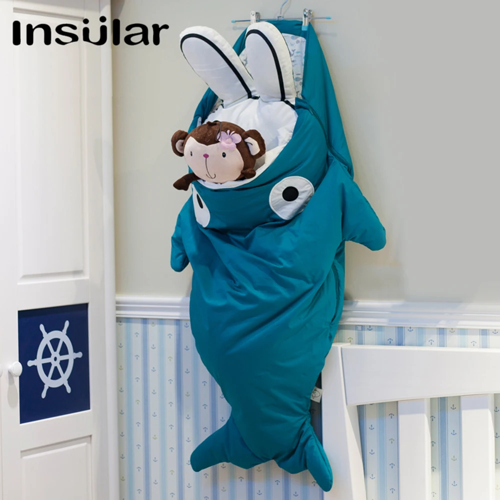 100% хлопок детский зимний спальный мешок Shark теплое детское одеяло Пеленальное