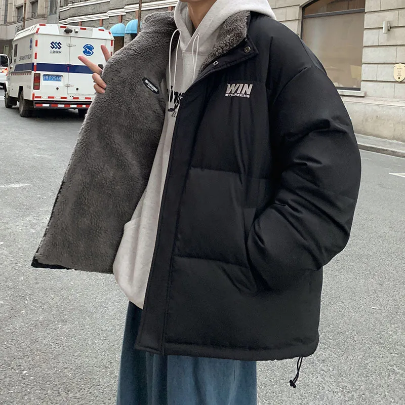 

Мужская Двухсторонняя куртка, зимняя одежда из хлопка, трендовая свободная одежда большого размера из хлопка, новинка 2021, бархатное и плотн...