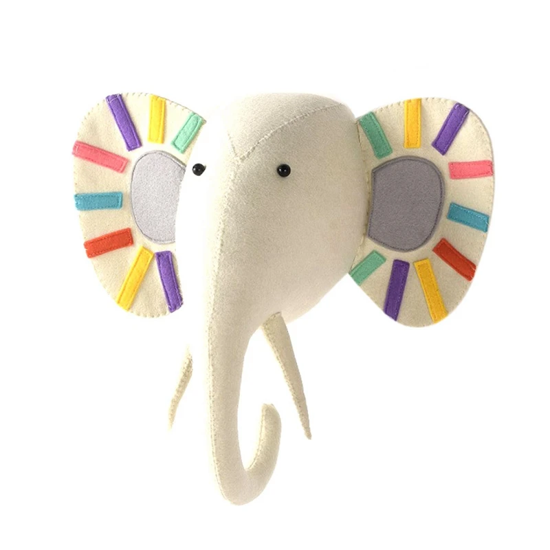 

2Pcs Baby Room Decor Animal Heads Wall Hanging Decor for Children Nursery Bedroom Decoration - Giraffe & Elephant