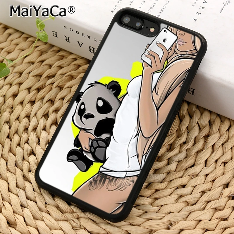MaiYaCa сексуальные девушки с пандой красивая леди тату чехол для телефона Iphone 5 6 7 8