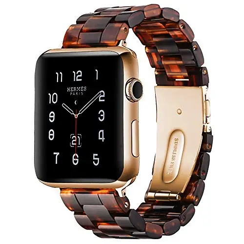 Dark Honey Ремешок из смолы для Apple watch 44 мм 40 мм iwatch 42 мм 38 мм Пряжка из нержавеющей стали ремешок для часов Браслет Apple watch 5 4 3 21 - Цвет ремешка: Dark Honey