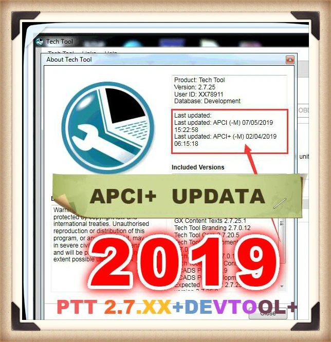 2019 технологический инструмент PTT V2.7.45 V2.7.25 VCADS разработка + Devtool Plus APCI
