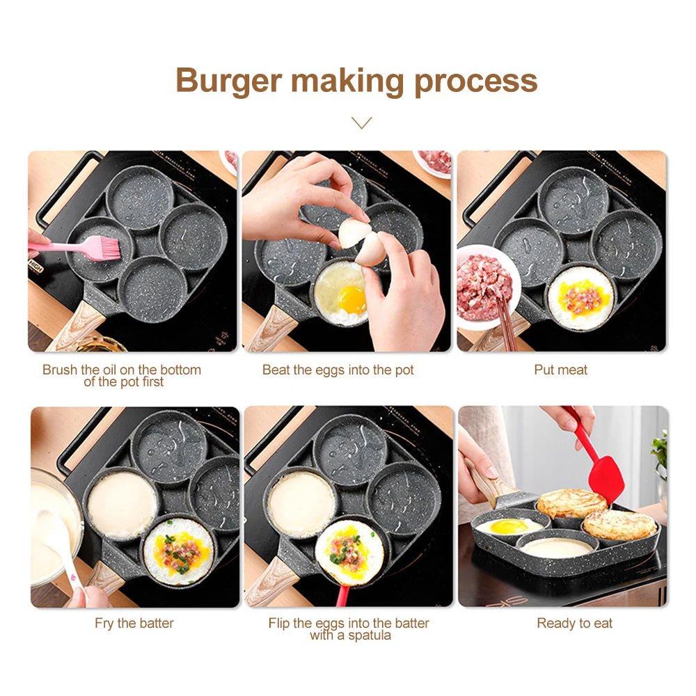 Четыре сковорода для жарки с кастрюля утолщенной омлета антипригарным покрытием