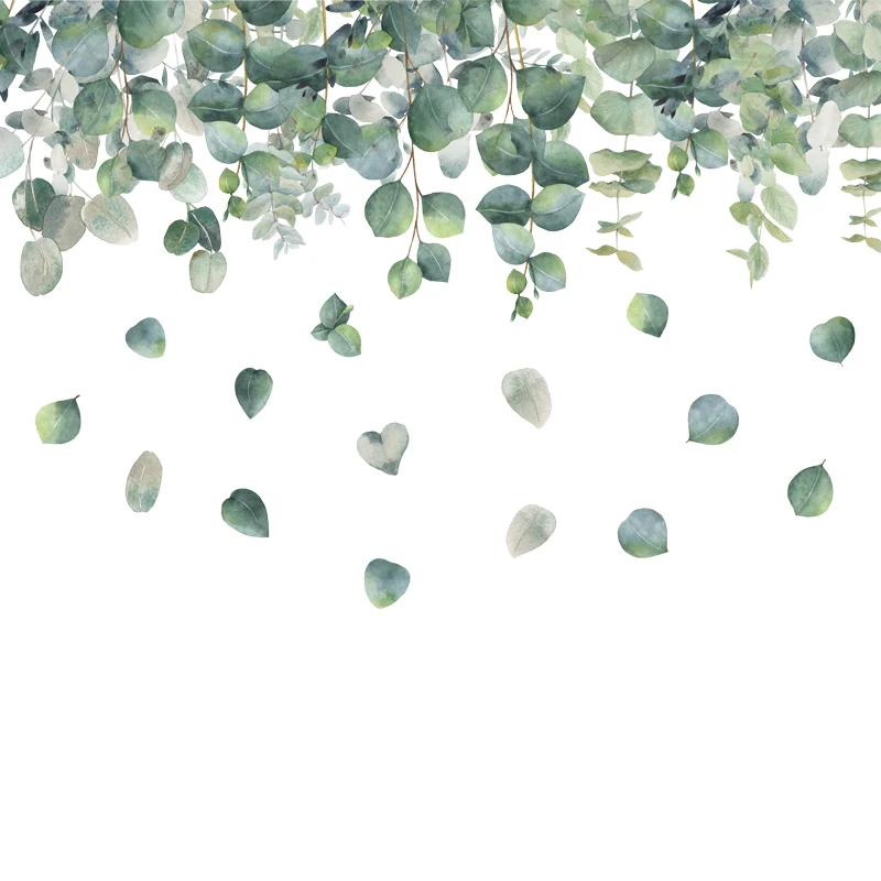 Наклейка на стену с зелеными листьями эвкалипта 50 Х70 см
