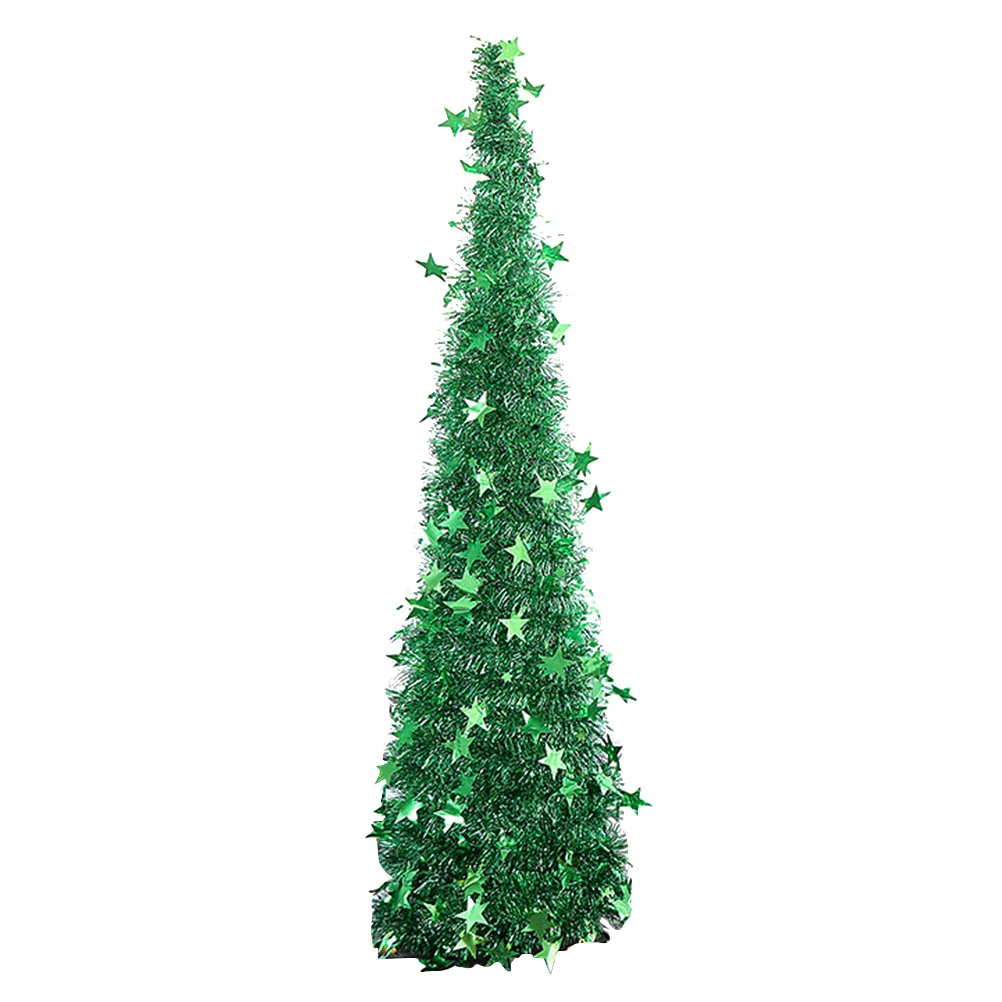 

150cm Christmas Decoration High PET Plastic Foldable Telescopic Christmas Tree Christmas Party Home Decor (Green)