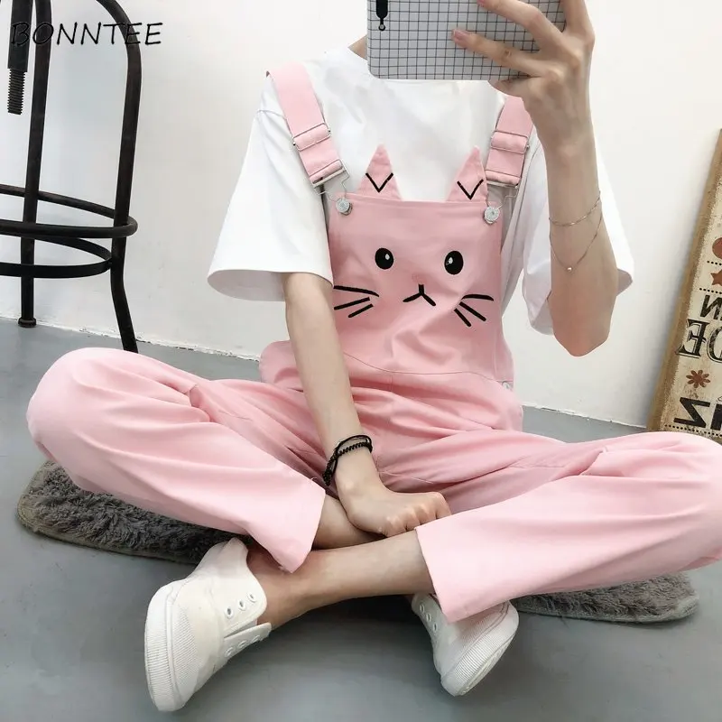 

Jumpsuits Women Kawaii Cartoon Loose Overall Slouchy Trousers Student Daily Chic Leisure Fashion Oversize All-match Cute Womens
