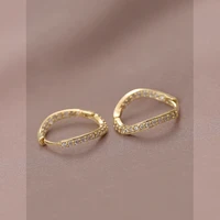 2021 new fashion gold plated zircon womens earrings piercing pendant simple irregular earrings girls daily jewelry