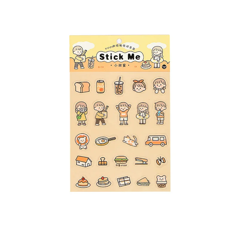 

2Pcs/Bag kawaii vitality girl diary series decorative sticker DIY bullet diary scrapbook photo album material stationery sticker