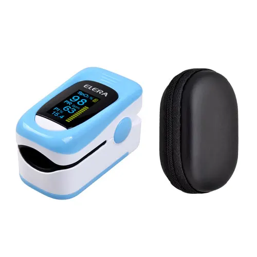 blue with case ELERA новейший пальцевой Пульсоксиметр запись данных Oximetro SPO2 PR PI кислород крови 8 часов сна Monito ручной пульсоксиметр - Цвет: blue with case