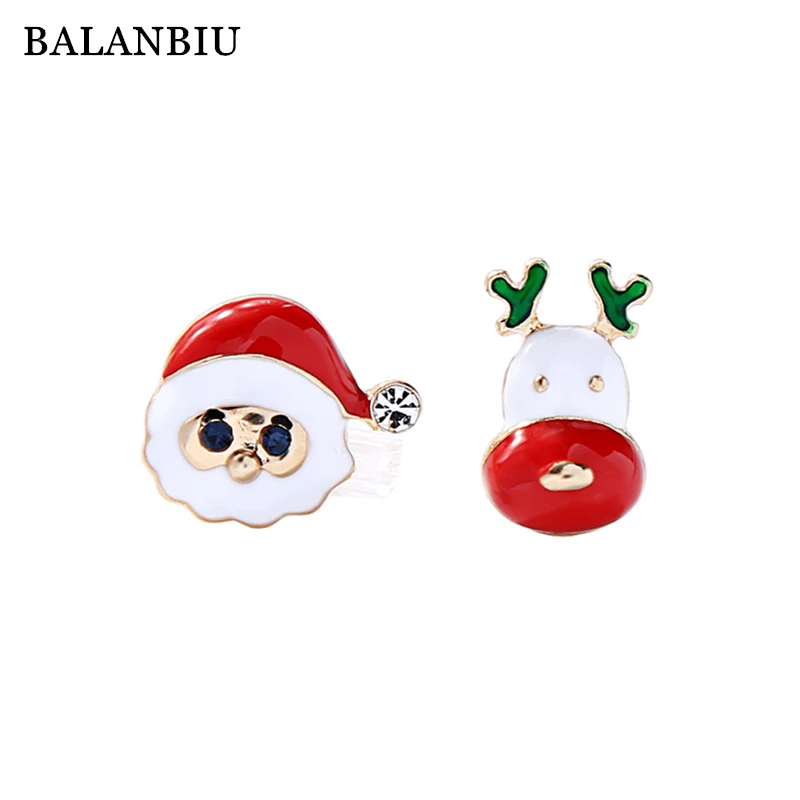BALANBIU рождественские серьги гвоздики для женщин праздничные подарки красные и