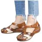 JAYCOSIN2021 г. Летняя женская новая стильная красивая обувь женские босоножки на танкетке с перфорацией, большой размер винтажные кожаные сандалии с нескользящей подошвой