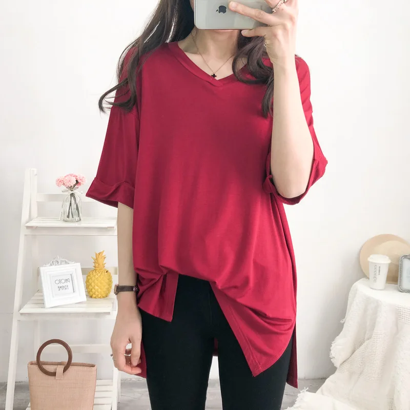 Верхняя одежда свободная и большого размера футболка с коротким рукавом женская