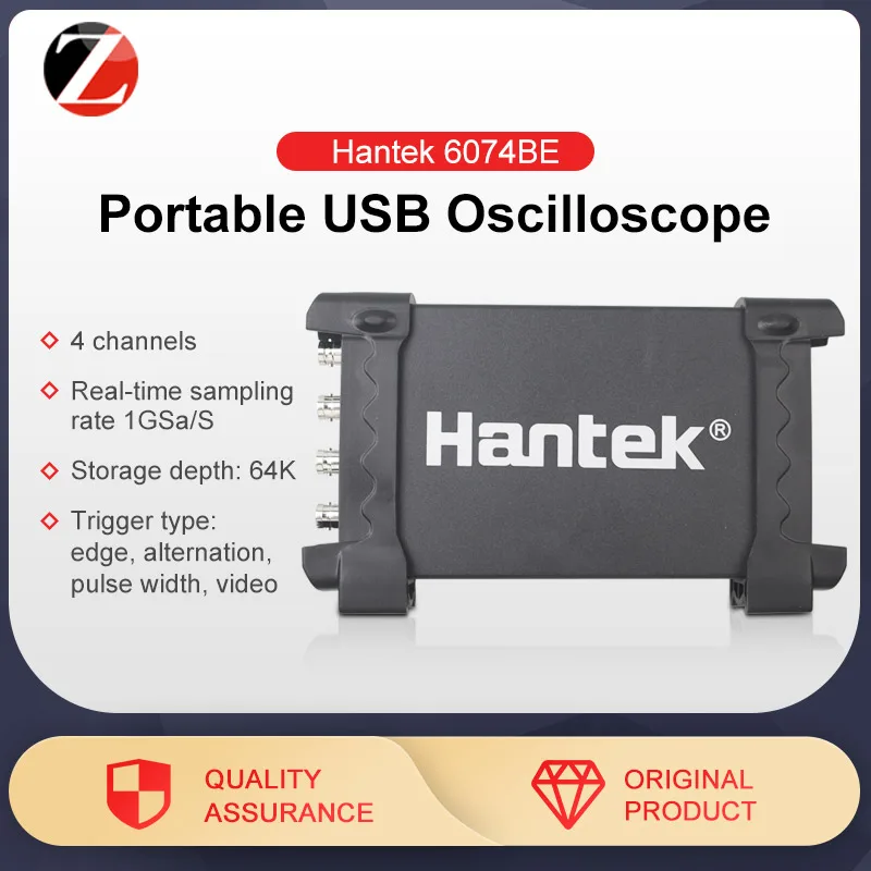 Цифровой осциллограф Hantek 6074BE портативный с интерфейсом 2 0 4 канала 70 МГц