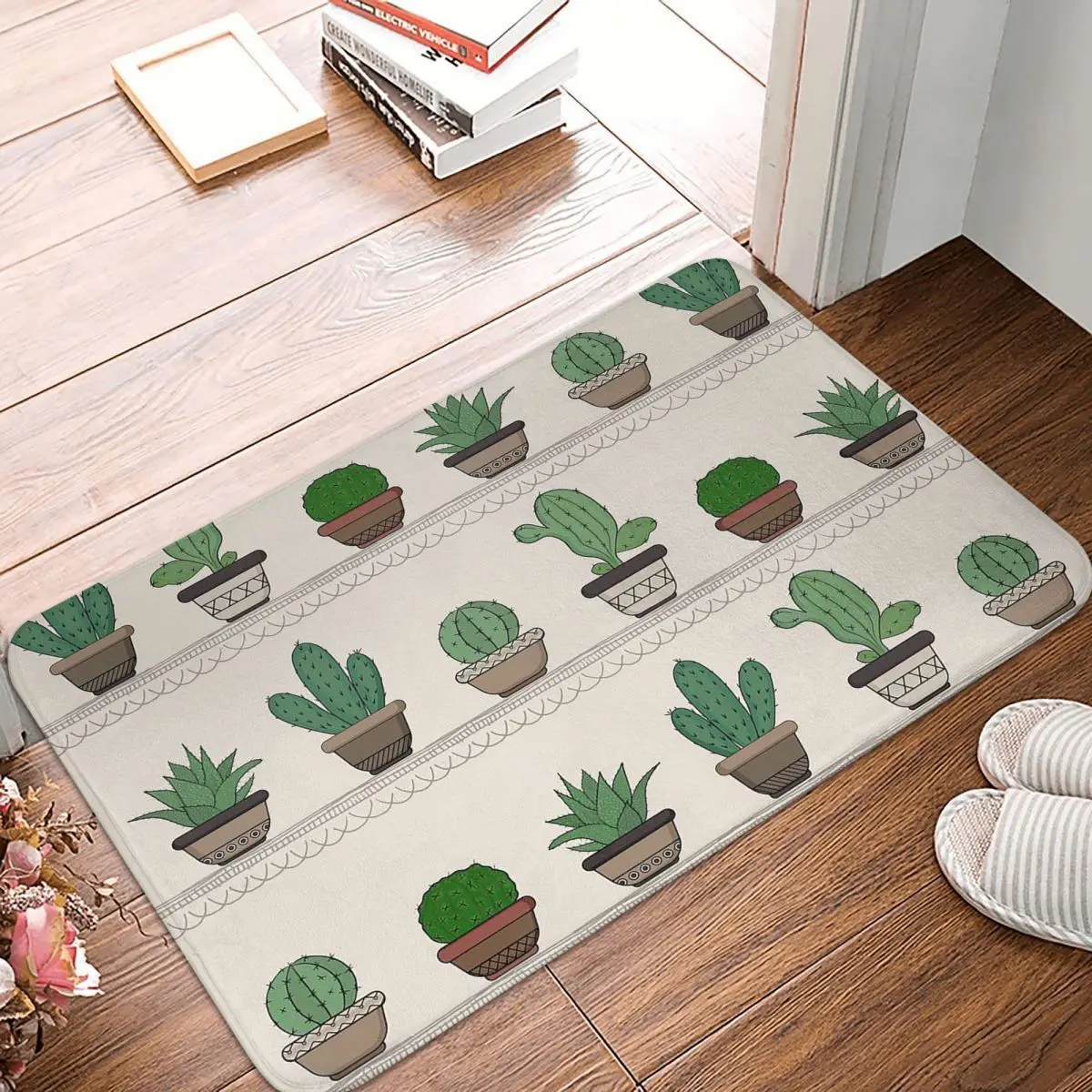 

Коврик для ванной комнаты с изображением кактуса и зеленых растений, мягкий коврик для входа в домашнюю гостиную, нескользящий напольный ко...