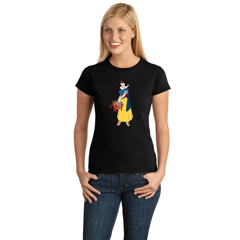 

Christmas Snow White Female Clothing Kawaii Print Disney T-shirt Women Fashion Xmas Tops Casual O-Neck Short Sleeve Tee Shirt