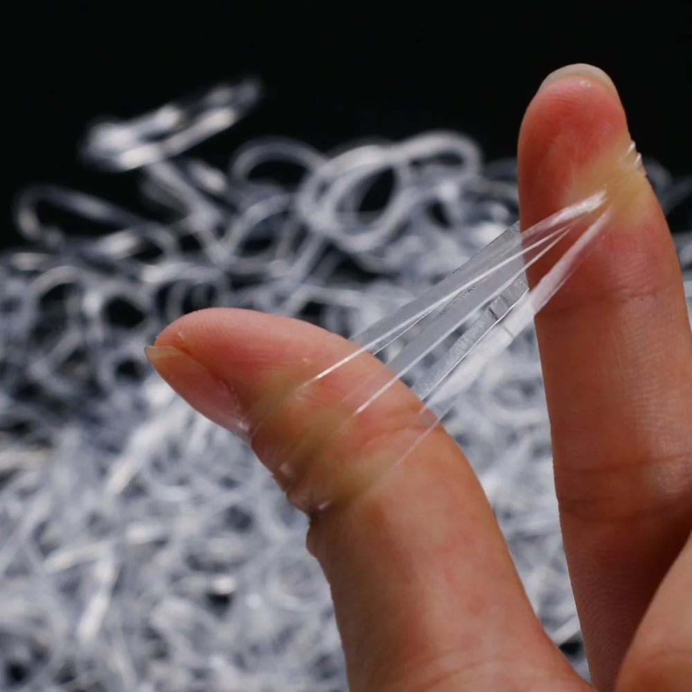 White 1mm Hair Rubber Cord Rubber Band Transparent Clear Ponytail Holder Elastic Rubber Hair Rope 500 Pcs/bag