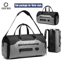 ozuko multifunction men suit storage bags large capacity luggage fashion handbag male waterproof travel duffel bag shoes pocket