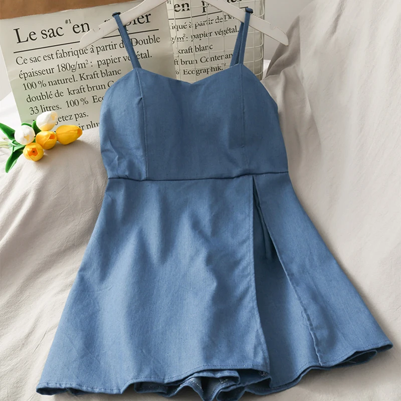 

Women's Playsuits 2020 Summer Korean Was Thin Cyber Celebrity Spaghetti Strap Playsuits Female New Students Playsuits ML839