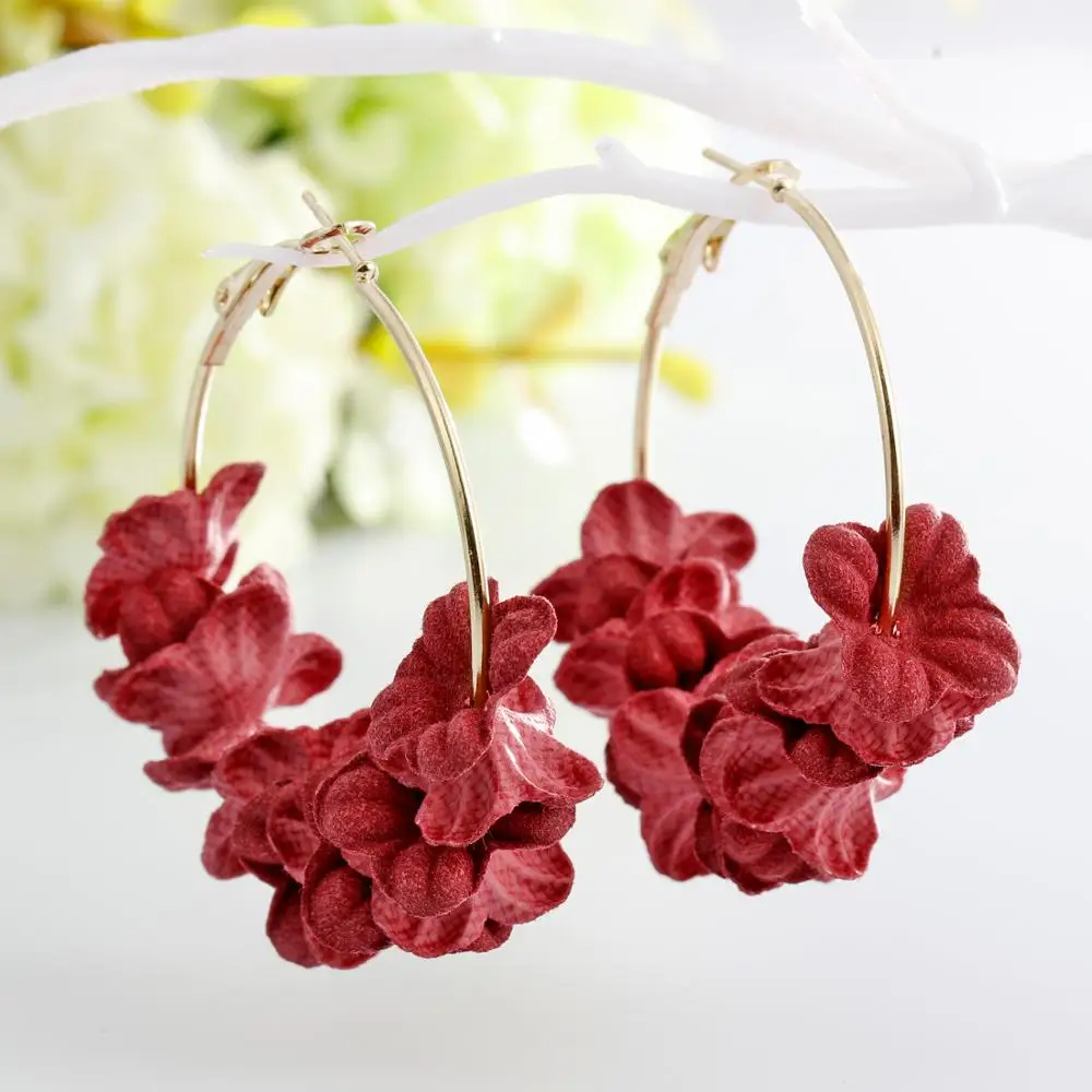 Женские тканевые серьги подвески MINHIN романтичные с цветком лепестком модные