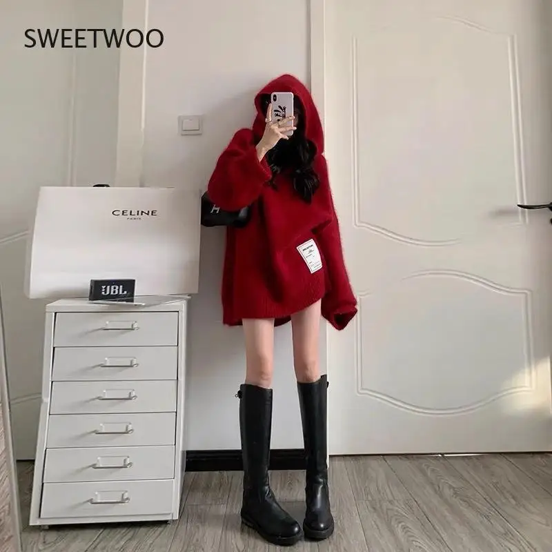 Женский плотный свитер с вырезами однотонный вязаный пуловер длинным рукавом