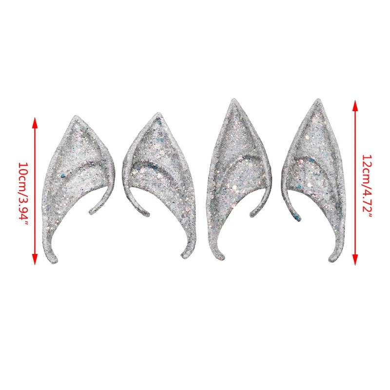 

null 1 Pair Shiny Glitter Sequins Pointed Elf Ears Tips Anime Fairy Pixie Cosplay Costume Accessories for Christmas Halloween