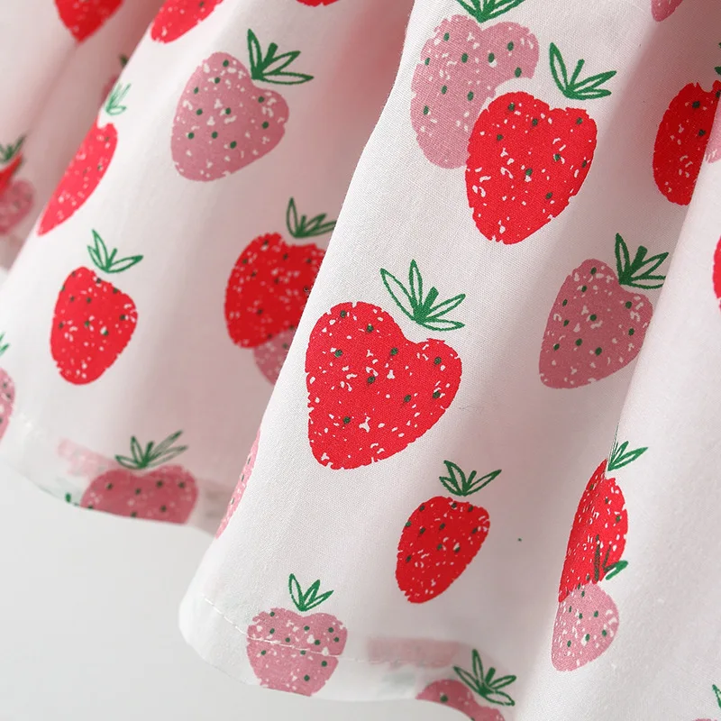 

Melario Baby Girls Dresses Casual Summer Baby Princess Dresses with Hat Strawberry Print Bow Toddler Outfits Infant Clothing