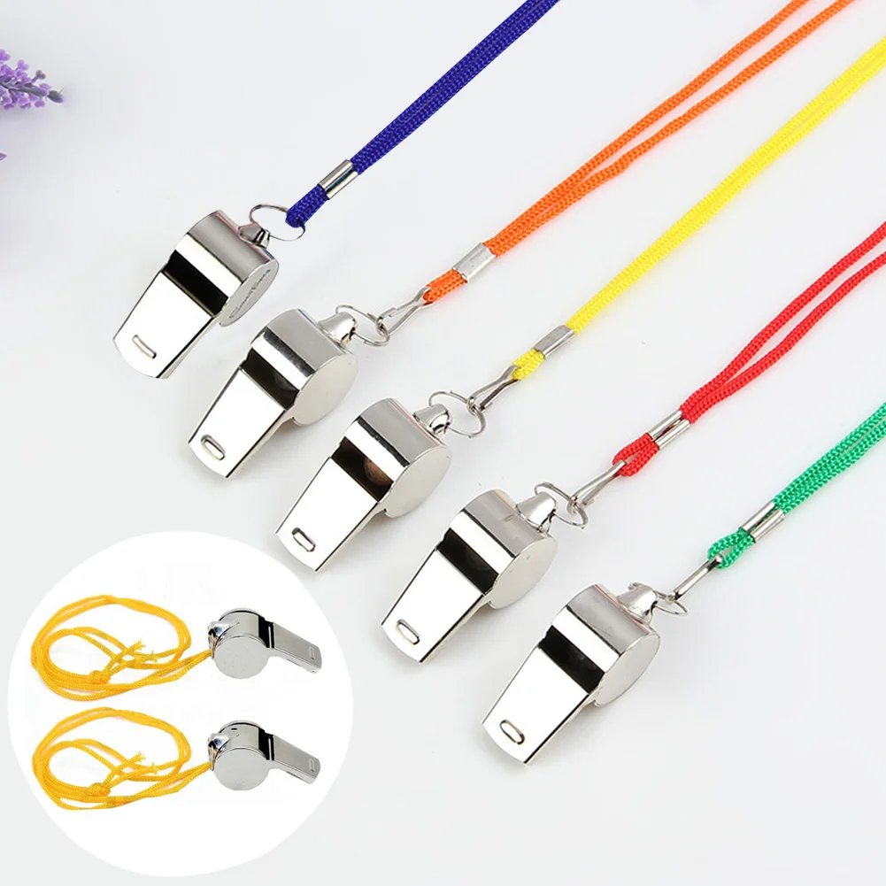 

Portable With Lanyard Game Outdoor Wear Resistant Competition Race Sports Stainless Steel Loud Sound Whistle Referee Smooth